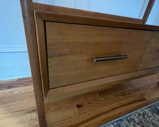 R28 - $650. West Elm Mid Century Style Hall Stand. Measures 34" wide x 14.75" deep x 76.25" tall. Has hooks for jackets, a bench and 2 drawers! Excellent Condition!