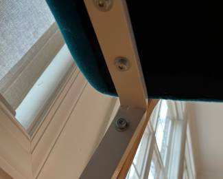 R13 - $175. Upholstered Bench. Measures 52" wide x 19.5" deep x 33.5" tall. Very sturdy and solid - seat has some minor staining / wear see photos.