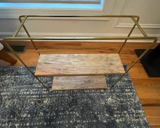 R34 - $20. Metal Wall Shelf. Measures 20" wide x 4.25" deep x 20.25" tall.