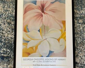 R30 - $75. Georgia O'Keeffe: Visions of Hawai'i 2018 Poster. Framed it measures 20.75" x 28.5".