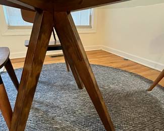 R36 - $600 SET. CB2 Table Measures 4' across x 30.25" tall. 4 Vega Dining chairs in very good vintage condition! Purchased over 20 years ago at a boutique furniture store in CT. Glass has some minor scratches from use but very good condition.