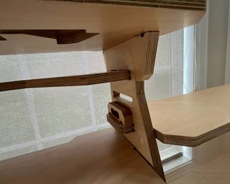 R7 - $450. WFH Standing Desk. Model WFH Double Wide Desk. Measures 31.5" wide x 22.5" deep x 48" tall. Desk height is adjustable. Shorter side is 31.5" wide x 22.5" deep x 47.5" tall.