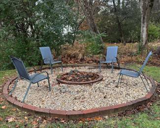 R56 - $20 ALL 4. Metal & Mesh stacking chairs. Need a good cleaning but no holes/rips etc.