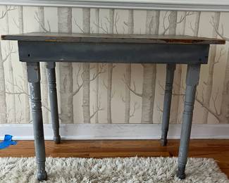 R20 - $75. Small primitive table, slate blue finish
Measures 36”W x 21”D x 27”T