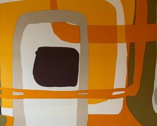 R1 - $25. Framed Fabric Art. Measures 53" x 49".