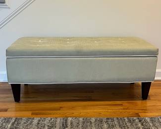 R23 - $40. Storage Bench. Measures 44" x 17" x 18" tall. Works great! Minor staining on the top - might clean off.