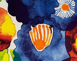 R9 - $25. Large Framed Fabric Wall Art. Measures