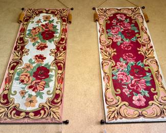 Two long tapestries with bright pinks!
