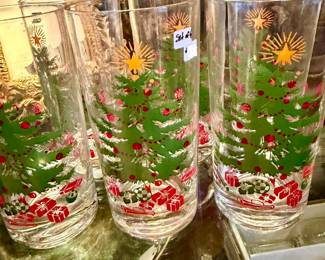 vintage Christmas tree glasses.