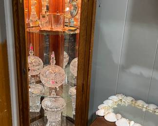 Quarter Size Curio Cabinet with Crystal Pieces