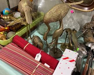 Assorted Brass Decor Crane Birds, Placemats