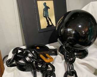 Prison Art Hand Carved from One Piece of Wood Ball & Chain with Lock Appraised Value