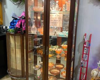 Curio Cabinet Filled with Fenton Pieces