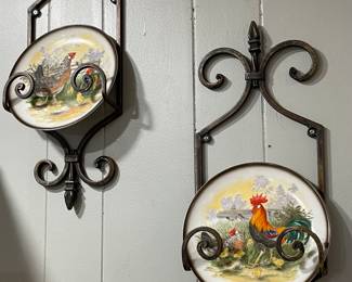 Hanging Decorative Plates Roosters & Hens