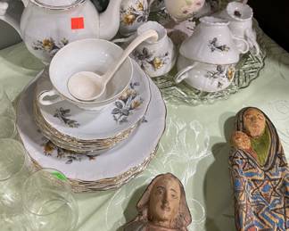 Yellow Rose China Set, Hand Crafted Religious Figures Icons