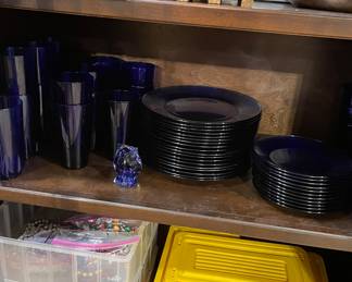 Cobalt Blue Plates and Glassware