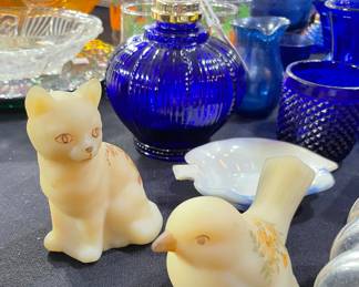 Vintage Fenton Bird & Cat, Cobalt Blue Assorted Pieces
