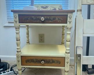 Vintage Hitchcock Furniture solid maple stenciled nightstands