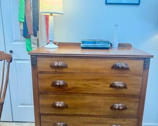 dresser, desk lamp