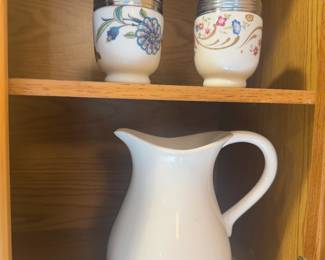 Egg coddlers and pitcher