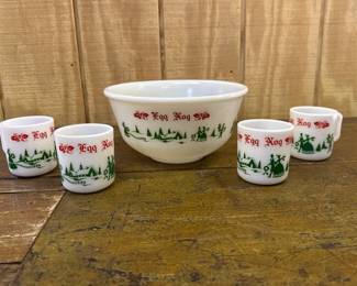 Hazel Atlas Egg Nog Bowl and Cups