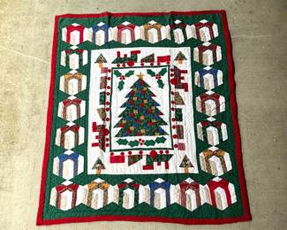 Christmas Lap Quilted, hand stitched