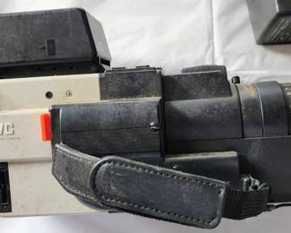 JVC Color Video Camera (VHS Shoulder Camcorder)
Classic full-size VHS camcorder with the traditional shoulder-mount design. Shows normal wear from age and storage.