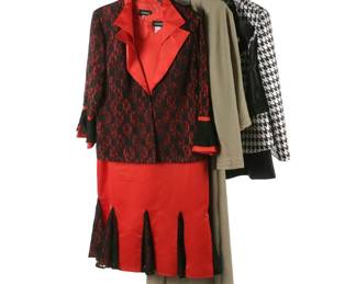 Ashro Red & Black Lace Dress Set, Lily & Taylor Houndstooth Skirt Suit, More