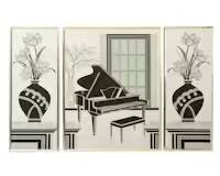 Art Deco Revival Screenprint Mirror Triptych, Circa 1980