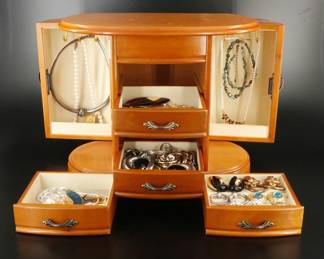 Vintage Costume Jewelry box full of jewelry