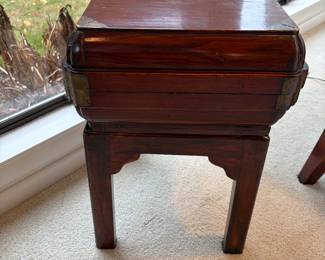 $220 Antique rosewood box on stand. 13” sq. X 20”h. Available for online and in person purchase.