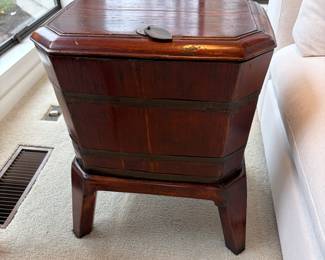 $240 Antique rosewood tub on stand. 17”w X 13”d X 20”h. Available for online and in person purchase.