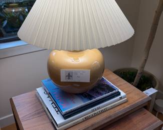 $40 Ceramic base table lamp. 18”h X 13.5” diameter shade. Available for online and in person purchase. 