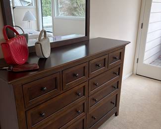 $440 Hooker 7-drawer dresser with removable mirror. 60”w x 18.5”d x 42”h. Available for online and in person purchase.