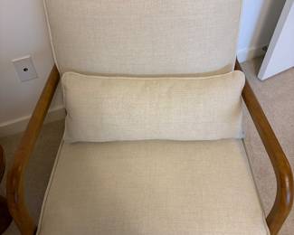 Close up of one of the pair of chairs. “Like New” condition 