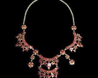 Vintage Faux Garnet Bohemian Style Necklace