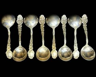 Eight 5 Sterling Silver Soup Spoons 30g Each Versailles By Gorham