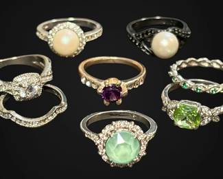 Faux Pearl, Cubic Zirconia, Emerald, More Rings