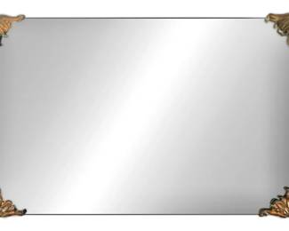 35.5 x37  Wall Mirror With Gold Corner Accents