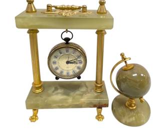 Green Marble Clock And Globe