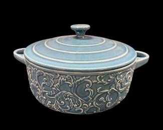 Blue Lace Embossed Ceramic Casserole Lidded Dish