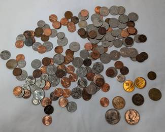 Coins Including Pennies And Half Dollars
