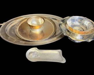 Vintage Silverplate Serving Set Bowls, Tray  Utensil