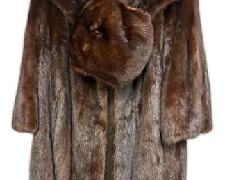 Alfreda Furs Vintage Brown Fur Coat Hand Muff