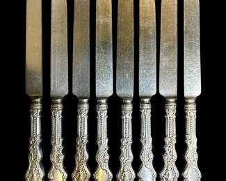 Eight 9.5 Sterling Silver Handle Knives 88g Each Versailles By Gorham