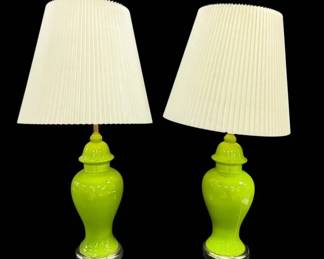 Matching Lime Green Glass Lamps