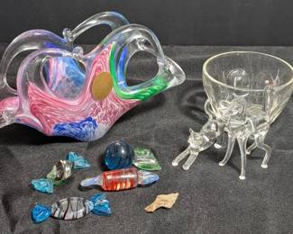 Murano Style Napkin Holder Paperweight, Candies, Cat More