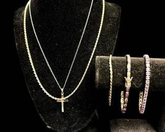 Sterling Silver Amethyst Tennis Bracelets, Braided Chain Necklace, More