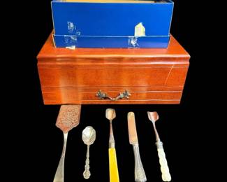 Silver Plated Silverware and Chest