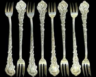 Eight 5.5 Sterling Silver Cocktail Forks 24g Each Versailles By Gorham